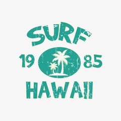 Vector illustration of letter graphic. Surf Hawaii, perfect for designing t-shirts, shirts, hoodies, poster, print etc.