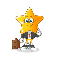 star head cartoon office worker mascot. cartoon vector