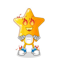 star head cartoon on fire mascot. cartoon vector