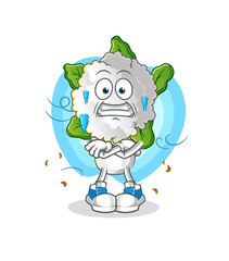 cauliflower head cartoon cold illustration. character vector