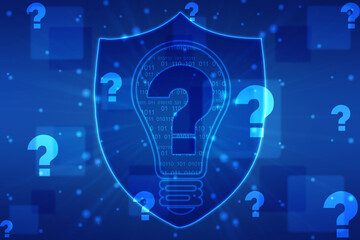 2d illustration question mark,Cyber Technology Background,Concept of thinking