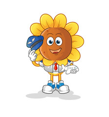 sunflower head cartoon pilot mascot. cartoon vector