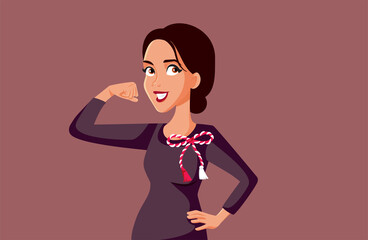 Strong Woman Wearing a Martenitsa Symbol Vector Illustration