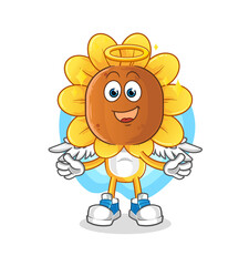 sunflower head cartoon angel with wings vector. cartoon character