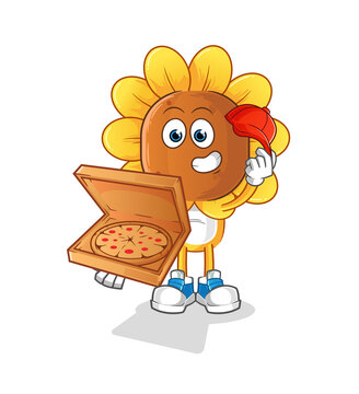 recommend clip art: sunflower head cartoon pizza delivery boy vector. cartoon character