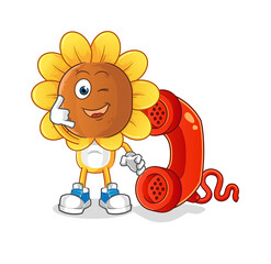 sunflower head cartoon call mascot. cartoon vector
