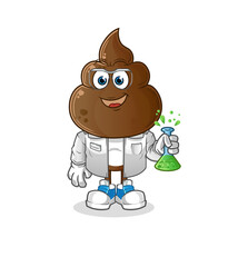 human shit head cartoon scientist character. cartoon mascot vector