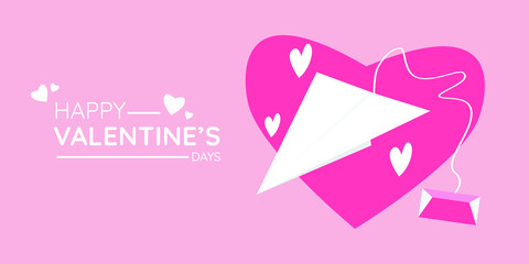 Banner Ilustration Happy Valentine's Day Vector Graphic Fit For  Template Background