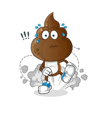 human shit head cartoon running illustration. character vector