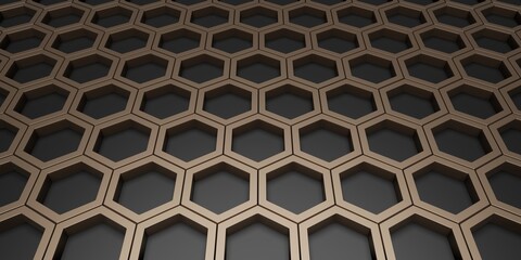abstract hexagon background honeycomb wall technology background 3d illustration