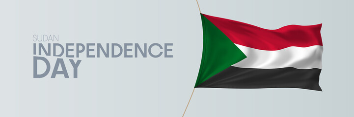 Sudan independence day vector banner, greeting card.