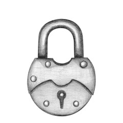 vintage padlock drawing