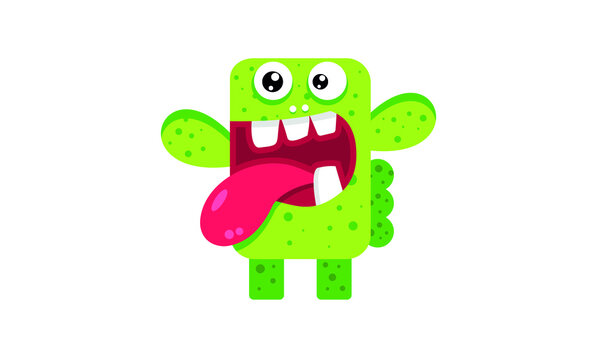 Monster vector icon. Green funny monster 