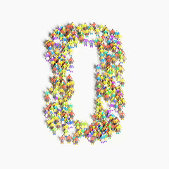 Graphic (3D illustration) of people lined in the form of "zero"