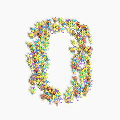Graphic of people lined in the form of "O" (3D illustration)
