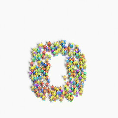 Graphic of people lined in the form of "O" (3D illustration)