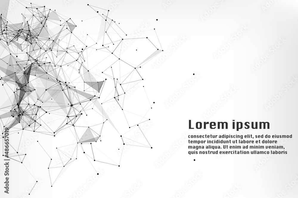Aufkleber abstract triangle futuristic shape wireframe structure network connector background vector. grey sca