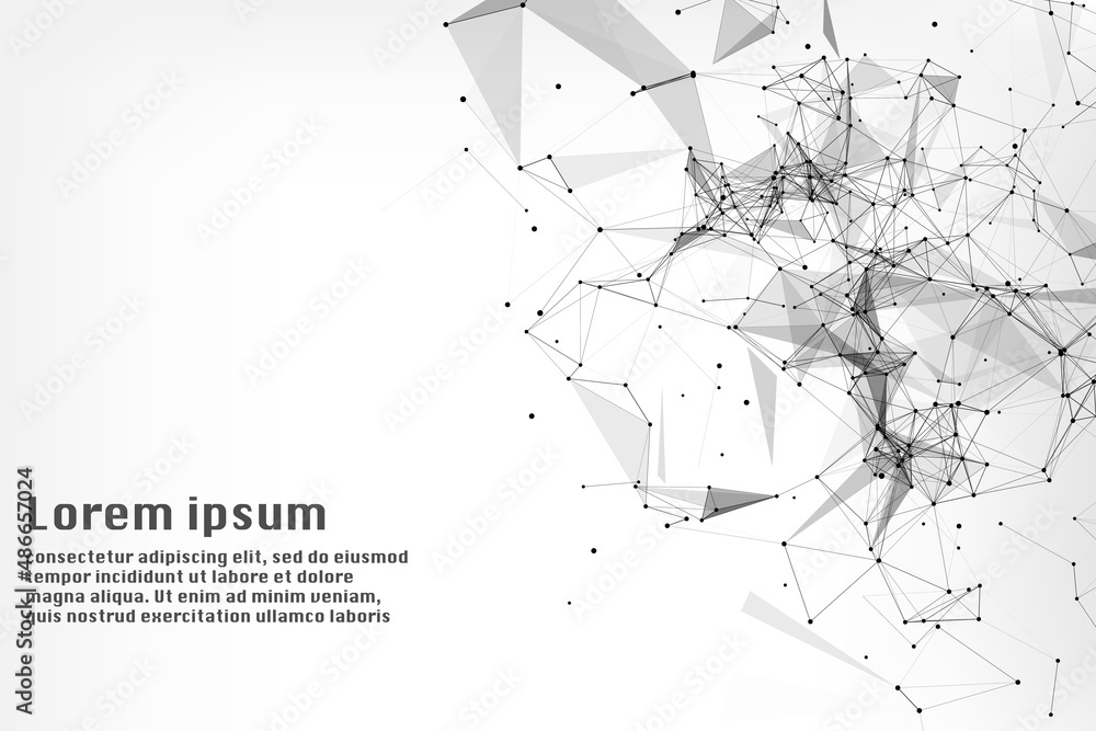 Aufkleber Minimal Futuristic Geometric Pattern Technology Connection Spider Web, Molecule Structure Connection Background Vector. Grey Scale Copy Space for Digital Infographic Work Texture Illustration.