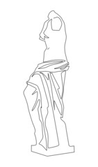 Venus de Milo. Aphrodite from the island of Melos. Continuous line drawing illustration.