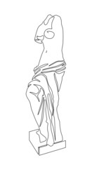 Venus de Milo. Aphrodite from the island of Melos. Continuous line drawing illustration.