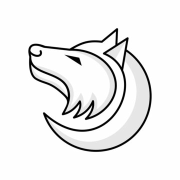 recommend clip art: Simple line outline wolf head logo design, wolf face vector icon