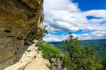 Beautiful scenic landscape of the Caucasus Mountains - Eagle Rocks mountain shelf - Lenin Mountain, Mezmai, Russia. 2021