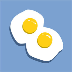 double fried egg vector on blue background.