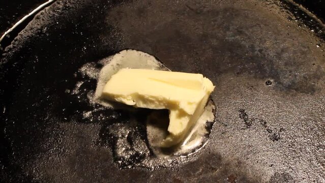 Frying eggs on a cast iron pan