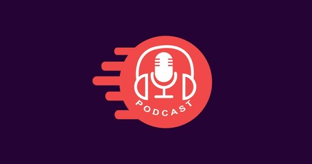 podcast logo animation flies and moves fast and closes with a white screen for opening video podcasts and closing podcast events