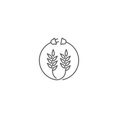 Wheat electric, energy plug. Vector outline icon template