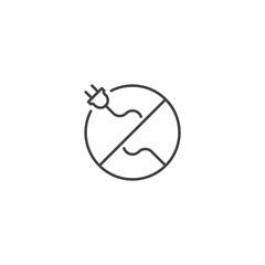 Wireless, cordless, no plug. Vector outline icon template