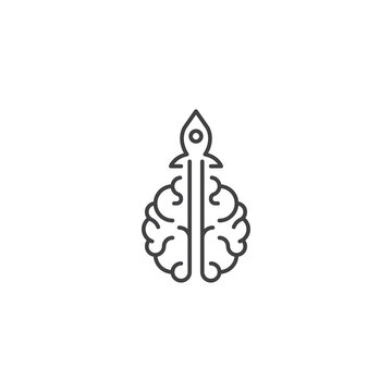 recommend clip art: Fast thinking, brain rocket, smart rocket. Vector logo icon outline template