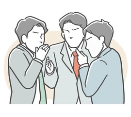 会社でヒソヒソと噂話をするサラリーマン