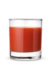 Tomato juice glass isolated on white.