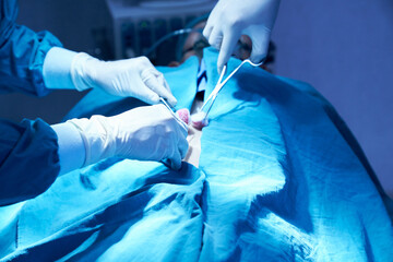 Professional Doctor Operating team prepare to surgical patient in surgery room hospital