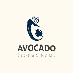 Obraz premium Avocado fresh fruit logo design creative ilustration template