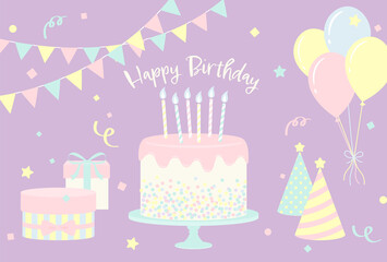 festive vector background with birthday party icons for banners, cards, flyers, social media wallpapers, etc.