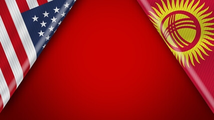 Kyrgyzstan and USA United States of America Flags – 3D Illustration
