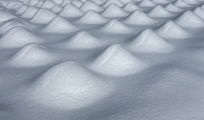 テクスチャー　円錐形の雪のこぶ  texture of white snow bumps
