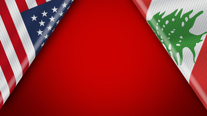 Lebanon and USA United States of America Flags – 3D Illustration