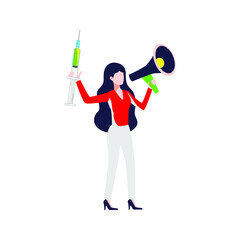 Corona virus campaign vaccine syringe vector illustration