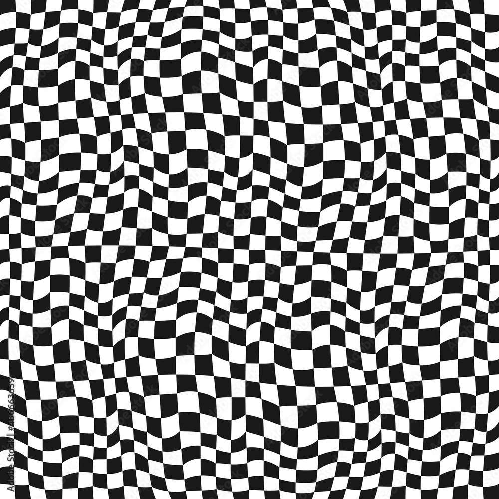 Poster checker black and white square cells. vector pattern repeated pattern.