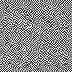 Large canvas checker pattern. Vector repeated wavy twisted squares chess.