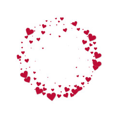 Red heart love confettis. Valentine's day frame em