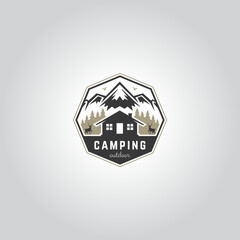 Illustration of camping, hiking, hunting, outdoor logo. can be use for badge, sticker, logo and many more. 