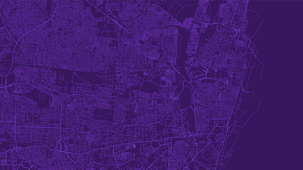 Chennai map city poster province, purple horizontal background vector map. Municipality area road map. Widescreen skyline panorama. - obrazy, fototapety, plakaty