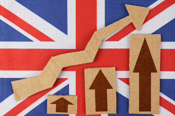On the flag of Great Britain there are figures of the graph and an arrow pointing up.