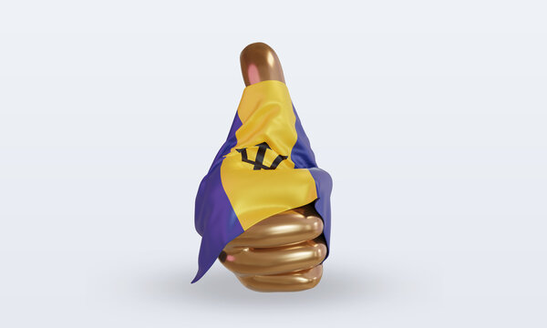 3d thumb Barbados flag rendering front view