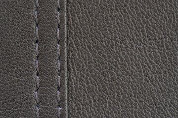 full grain supple leather background texture with stitching