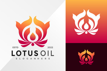 Flower Lotus Oil Logo Design Vector illustration template